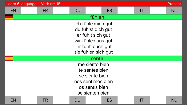 Learn 6 languages simultaneously using verbs free version