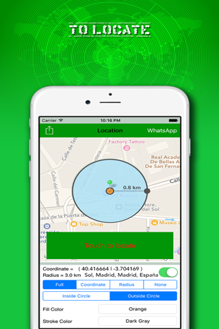 Mobile Locator for WhatsApp, coordinates of the lo - náhled