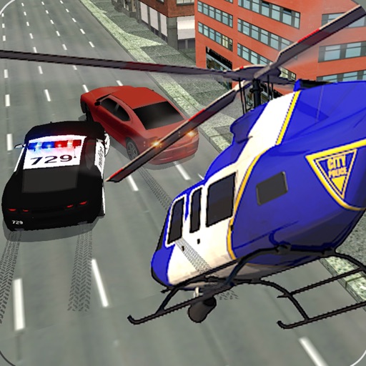 警察隊のヘリコプターのパイロット3D - チェイス車は犯罪者逮捕します
