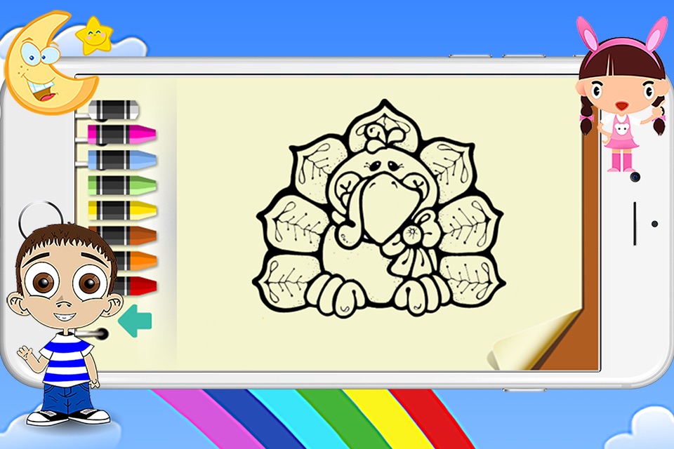 Happy Thanksgiving Greeting Coloring Book - Learn to Painting Cartoon Character For Kids screenshot 4