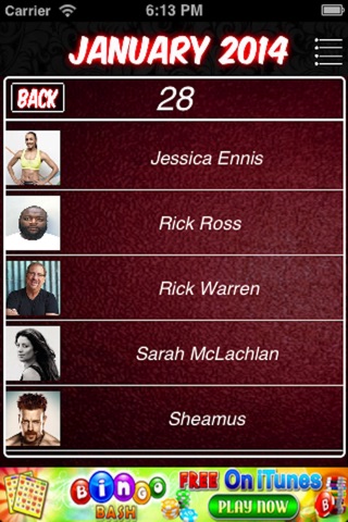 Celebrity B'day Calendar screenshot 3