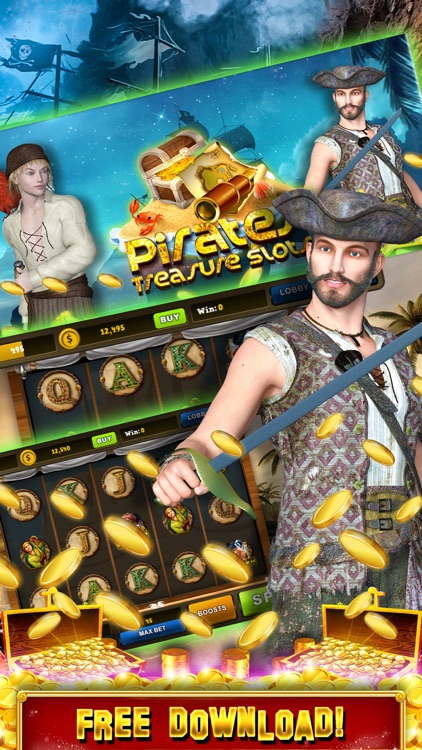 Pirates Treasure Slots Machines: Casino Free Mega Slot Tournament for fun! Legends of 7's Jackpot