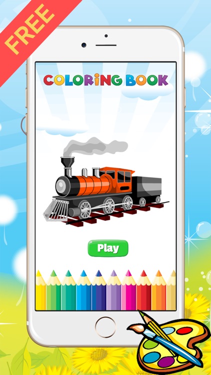 Train Coloring Book For Kid - Vehicle drawing free game, Paint and color good games HD