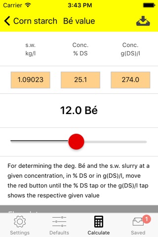 Baumé Calculation screenshot 2