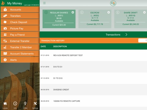 University Federal Credit Union Mobile App for iPad screenshot 2