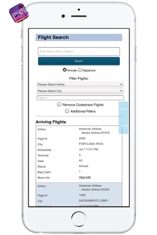 PHX AIRPORT - Realtime Flight Info - PHOENIX HARBOR INTERNATIONAL AIRPORT screenshot 3