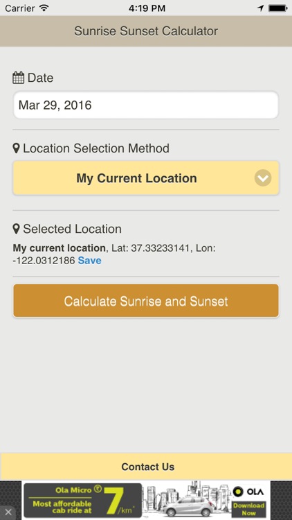 Sunrise Sunset Calc