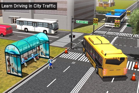 Schoolbus Coach Simulator 3D - City school bus driving duty to Pick & Drop kids screenshot 2