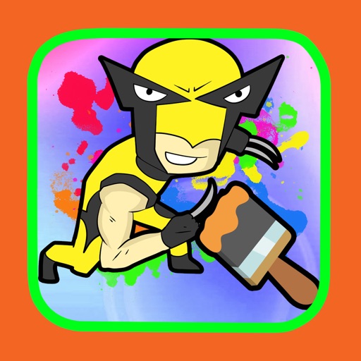 Kids Coloring Book Wolf Hero Cartoon Edition Icon