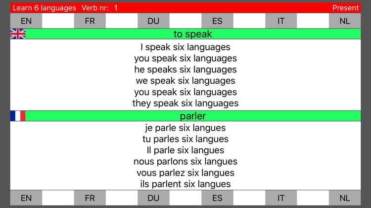 Learn 6 languages simultane using verbs PRO