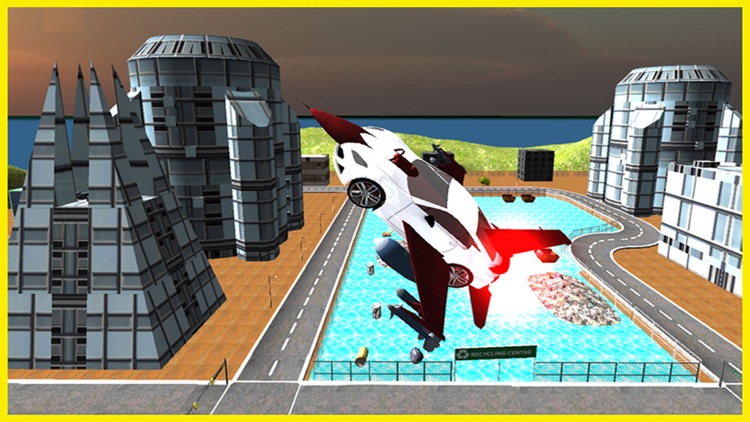 Futuristic F16 Flying Car Free Simulator – Jet fighter Car Air Stunts