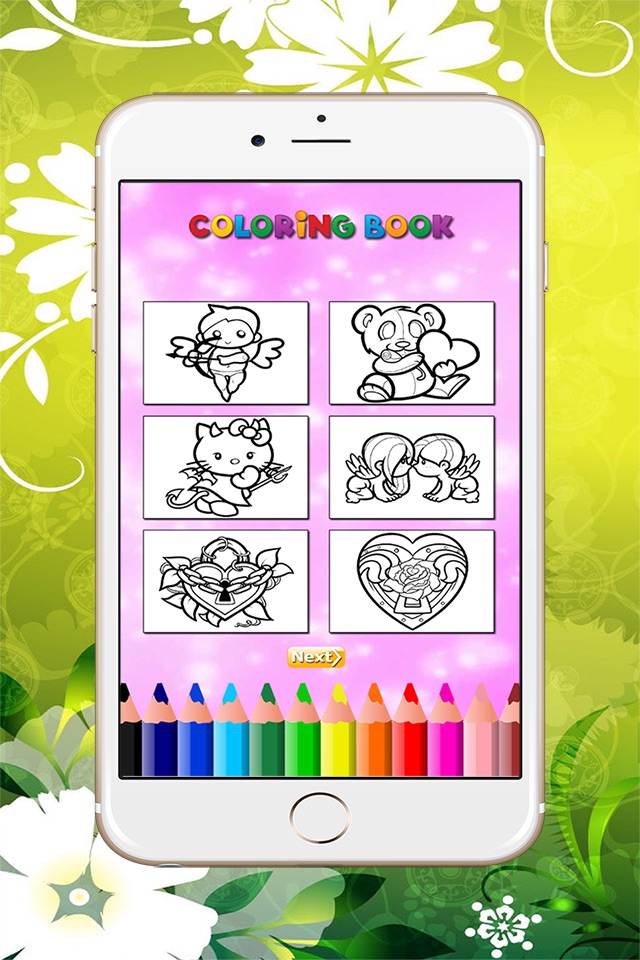 The Valentines Coloring Book: Learn to color and draw Valentine's Day card, Free games for children screenshot 2