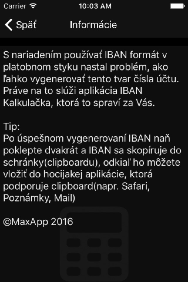 IBAN Kalkulačka screenshot 2