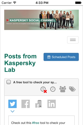 Kaspersky Social Channel screenshot 2