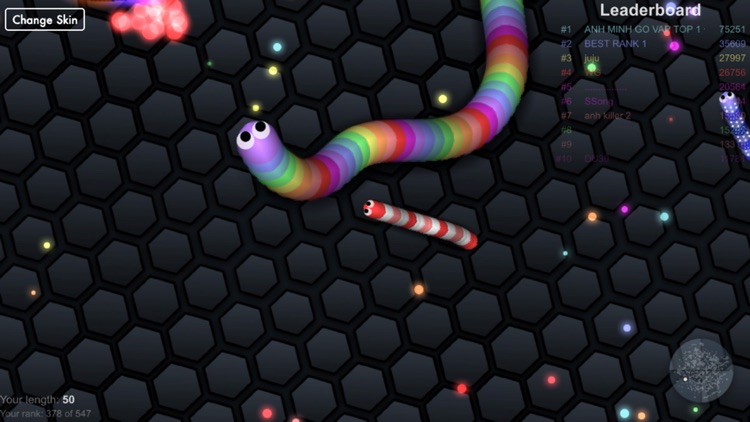 Slithering Snakes - Change all colorful unlocked skins while playing