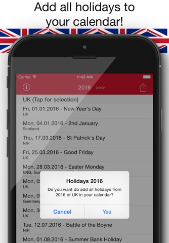 Holiday Calendar United Kingdom 2016 Pro - National and local bank holidays screenshot 2