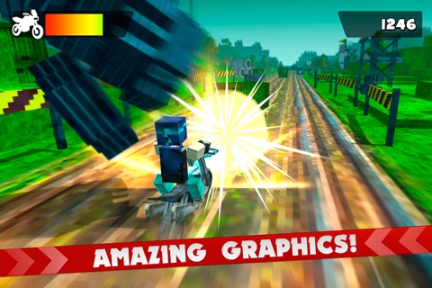 Motocross Stunt Bike Racing Game in a Free Blocky World screenshot 3
