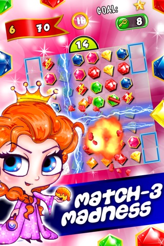Mania Jewel's Match-3 - diamond game and kids digger's quest hd free screenshot 2