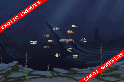 Ships and Rockets Free - Retro Pixel Art TD Arcade Underwater Shooting Game screenshot 4