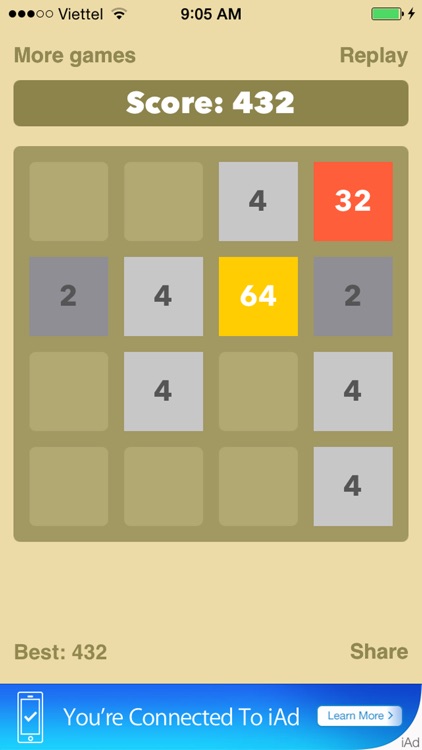 2048- 2x2 - mobile logic game - join the numbers.