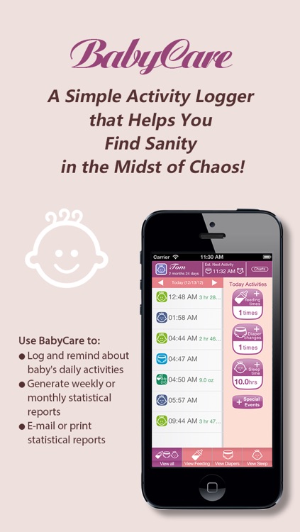 Baby Care (Feeding, Sleep and Diaper Track & Log for Newborn)