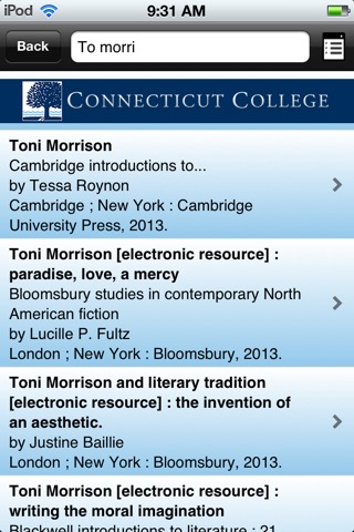 Connecticut College Libraries screenshot 2