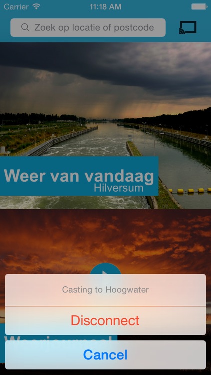 Weerplaza Chromecast met het weerjournaal, buien en regenradar en het weer voor jouw plaats