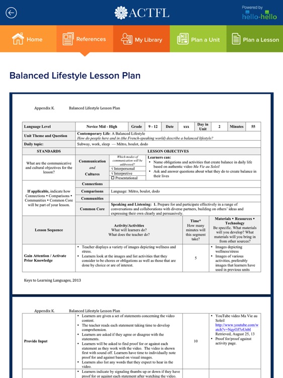 ACTFL Unit and Lesson Planner screenshot-3