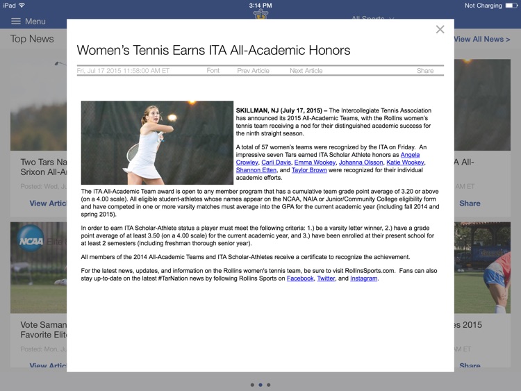 Rollins College Athletics for iPad 2015 screenshot-3
