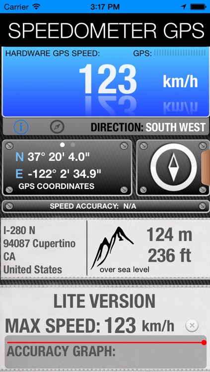 Speedometer GPS - with Altimeter, Chronometer and Location Tracking