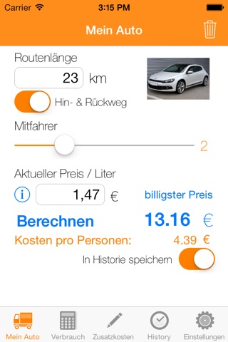 Fahrkostenrechner screenshot 2