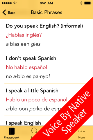 SpeakEasy Spanish Phrasebook screenshot 2