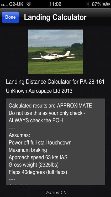 PA-28-161 Landing Distance Calculator