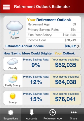 Retirement Outlook Estimator screenshot 2