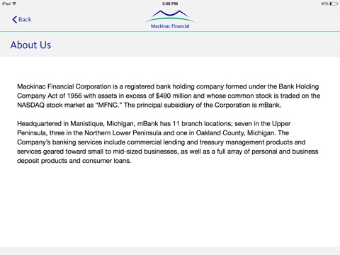 Mackinac Financial IR HD screenshot 4