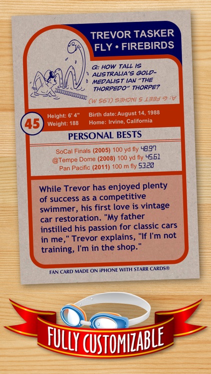 Swimming Card Maker - Make Your Own Custom Swimming Cards with Starr Cards