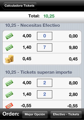 Meal vouchers optimizer - Ticket Calc screenshot 2