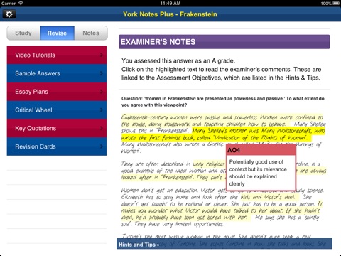 Frankenstein York Notes AS and A2 for iPad screenshot 4