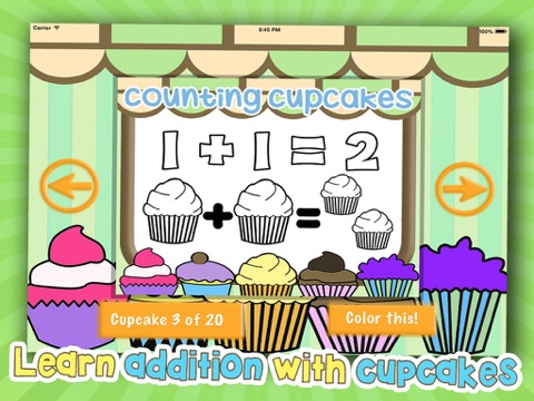 Counting Cupcakes - A Sweet Addition Paint and Color Book screenshot 2