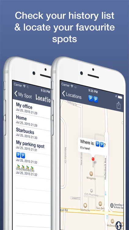 Save My Spot - Map Location & Parking Spot History