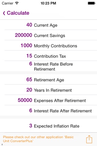 Retirement Calculator screenshot 2