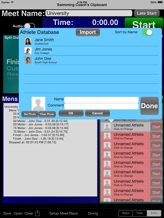 Swimming Coachs Clipboard iPad