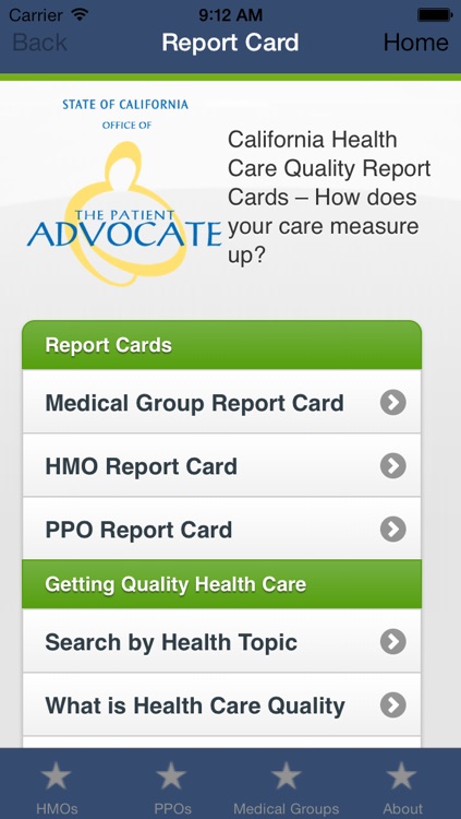 California Health Care Report Card