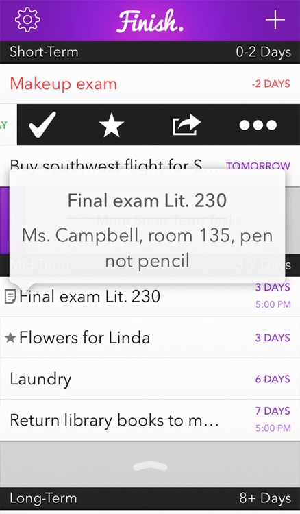 Finish. The procrastinator's to-do list.