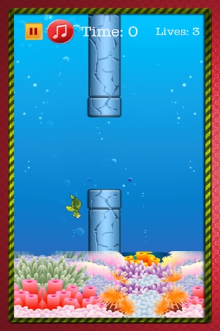A Turtle Flap Rush - Tiny Impossible Blue Flappy Game screenshot 2