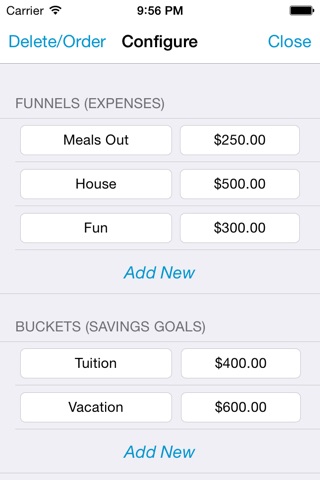 Buckets and Funnels - Savings and Expense Budgeting App screenshot 4