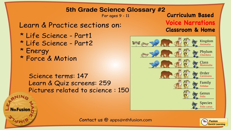 5th Grade Science Glossary # 2 : Learn and Practice Worksheets for home use and in school classrooms