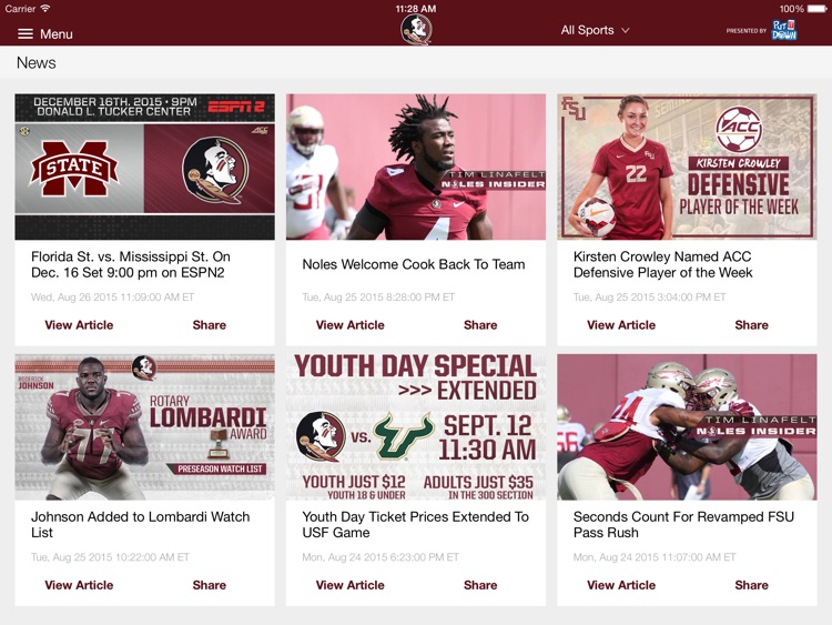 Seminoles.com for iPad 2015