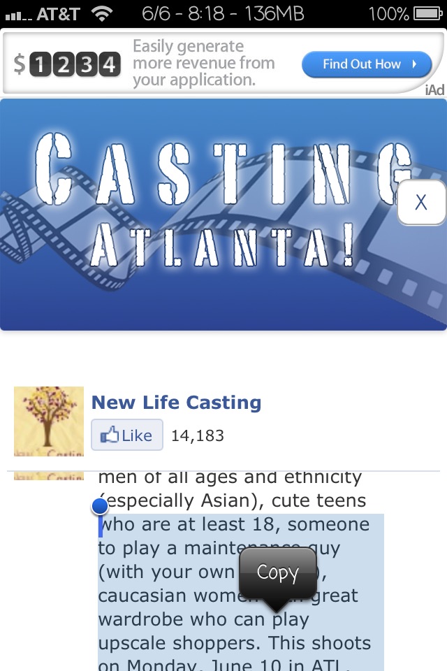 Casting ATL - Local casting calls for extras, actors, models, dancers, musicians, interns, and crew in Atlanta Georgia. screenshot 3