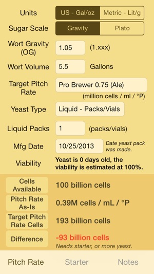 Yeast Pitch Rate and Starter Calculator(圖1)-速報App